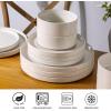 image:imageAmorArc Ceramic Dinnerware Sets for 4 12 Pieces Handpainted Plates and Bowls Set with Rustic Terracotta Underside Scratch Resistant Stoneware Dishes Set Dishwasher amp Microwave SafeModernBeige
