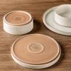 image:imageAmorArc Ceramic Dinnerware Sets for 4 12 Pieces Handpainted Plates and Bowls Set with Rustic Terracotta Underside Scratch Resistant Stoneware Dishes Set Dishwasher amp Microwave SafeBeige Handbrush Rim