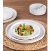 image:imageAmorArc Ceramic Dinnerware Sets for 4 12 Pieces Handpainted Plates and Bowls Set with Rustic Terracotta Underside Scratch Resistant Stoneware Dishes Set Dishwasher amp Microwave SafeWhite Handbrush Rim