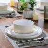 image:imageAmorArc Ceramic Dinnerware Sets for 4 12 Pieces Handpainted Plates and Bowls Set with Rustic Terracotta Underside Scratch Resistant Stoneware Dishes Set Dishwasher amp Microwave SafeCream