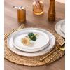 image:imageAmorArc Ceramic Dinnerware Sets for 4 12 Pieces Handpainted Plates and Bowls Set with Rustic Terracotta Underside Scratch Resistant Stoneware Dishes Set Dishwasher amp Microwave SafeWhite Handbrush Rim