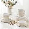 image:imageAmorArc Ceramic Dinnerware Sets for 4 12 Pieces Handpainted Plates and Bowls Set with Rustic Terracotta Underside Scratch Resistant Stoneware Dishes Set Dishwasher amp Microwave SafeCream