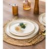 image:imageAmorArc Ceramic Dinnerware Sets for 4 12 Pieces Handpainted Plates and Bowls Set with Rustic Terracotta Underside Scratch Resistant Stoneware Dishes Set Dishwasher amp Microwave SafeBeige Handbrush Rim