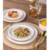 image:imageAmorArc Ceramic Dinnerware Sets for 4 12 Pieces Handpainted Plates and Bowls Set with Rustic Terracotta Underside Scratch Resistant Stoneware Dishes Set Dishwasher amp Microwave SafeModernWhite