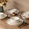 image:imageAmorArc Ceramic Dinnerware Sets for 4 12 Pieces Handpainted Plates and Bowls Set with Rustic Terracotta Underside Scratch Resistant Stoneware Dishes Set Dishwasher amp Microwave SafeModernBeige