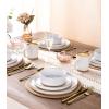 image:imageAmorArc Ceramic Dinnerware Sets for 4 12 Pieces Handpainted Plates and Bowls Set with Rustic Terracotta Underside Scratch Resistant Stoneware Dishes Set Dishwasher amp Microwave SafeWhite Handbrush Rim