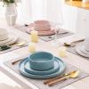 image:imageAmorArc Ceramic Dinnerware Sets for 4 12 Pieces Handpainted Plates and Bowls Set with Rustic Terracotta Underside Scratch Resistant Stoneware Dishes Set Dishwasher amp Microwave SafeModernColorful