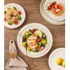 image:imageAmorArc Ceramic Dinnerware Sets for 4 12 Pieces Handpainted Plates and Bowls Set with Rustic Terracotta Underside Scratch Resistant Stoneware Dishes Set Dishwasher amp Microwave SafeBeige Handbrush Rim
