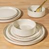 image:imageAmorArc Ceramic Dinnerware Sets for 4 12 Pieces Handpainted Plates and Bowls Set with Rustic Terracotta Underside Scratch Resistant Stoneware Dishes Set Dishwasher amp Microwave SafeBeige Handbrush Rim