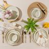 image:imageAmorArc Ceramic Dinnerware Sets for 4 12 Pieces Handpainted Plates and Bowls Set with Rustic Terracotta Underside Scratch Resistant Stoneware Dishes Set Dishwasher amp Microwave SafeModernBeige High edge