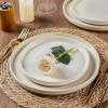 image:imageAmorArc Ceramic Dinnerware Sets for 4 12 Pieces Handpainted Plates and Bowls Set with Rustic Terracotta Underside Scratch Resistant Stoneware Dishes Set Dishwasher amp Microwave SafeModernBeige