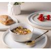 image:imageAmorArc Ceramic Dinnerware Sets for 4 12 Pieces Handpainted Plates and Bowls Set with Rustic Terracotta Underside Scratch Resistant Stoneware Dishes Set Dishwasher amp Microwave SafeCream