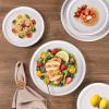 image:imageAmorArc Ceramic Dinnerware Sets for 4 12 Pieces Handpainted Plates and Bowls Set with Rustic Terracotta Underside Scratch Resistant Stoneware Dishes Set Dishwasher amp Microwave SafeModernWhite