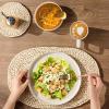 image:imageAmorArc Ceramic Dinnerware Sets for 4 12 Pieces Handpainted Plates and Bowls Set with Rustic Terracotta Underside Scratch Resistant Stoneware Dishes Set Dishwasher amp Microwave SafeModernBeige