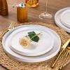 image:imageAmorArc Ceramic Dinnerware Sets for 4 12 Pieces Handpainted Plates and Bowls Set with Rustic Terracotta Underside Scratch Resistant Stoneware Dishes Set Dishwasher amp Microwave SafeModernWhite