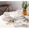 image:imageAmorArc Ceramic Dinnerware Sets for 4 12 Pieces Handpainted Plates and Bowls Set with Rustic Terracotta Underside Scratch Resistant Stoneware Dishes Set Dishwasher amp Microwave SafeCream