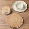 image:imageAmorArc Ceramic Dinnerware Sets for 4 12 Pieces Handpainted Plates and Bowls Set with Rustic Terracotta Underside Scratch Resistant Stoneware Dishes Set Dishwasher amp Microwave SafeBeige Handbrush Rim